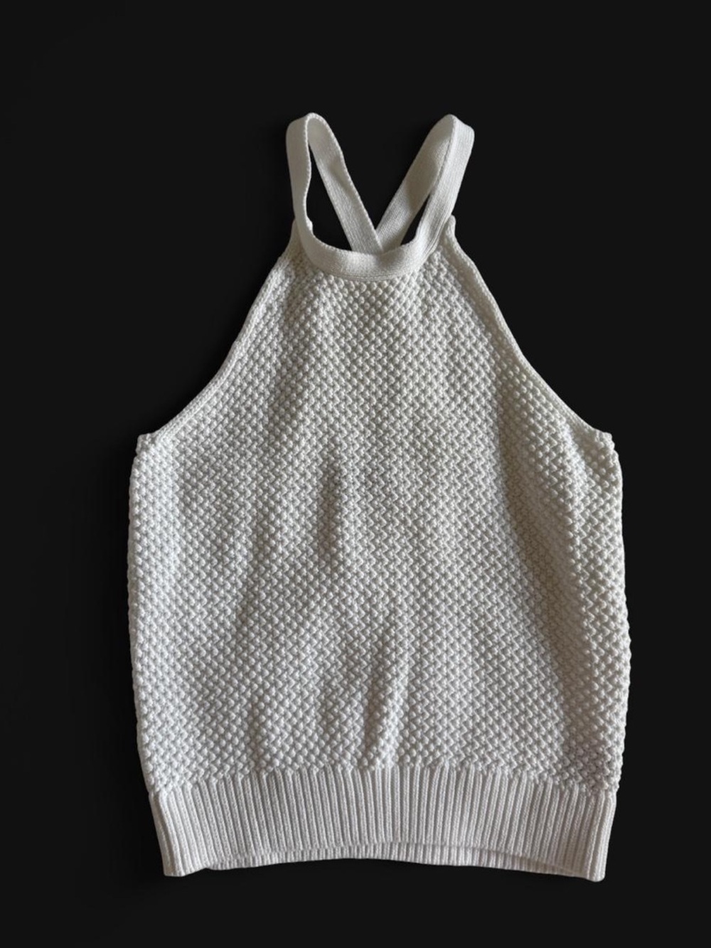 525 America White Cotton Knit Halter Tank Top Size M